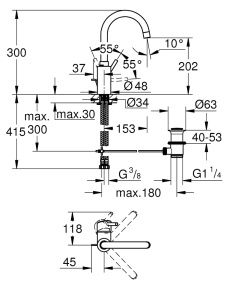 Robinet de baie GROHE Concetto, inaltime 30cm, crom, cu sistem de instalare rapida - Img 4