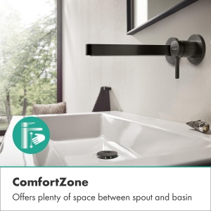 Robinet de baie hansgrohe Finoris, montare pe perete, EcoSmart, Brushed Black Chrome, 22,8 cm - Img 5