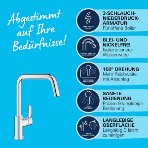 Robinet de bucatarie GROHE Start, inaltime mare, rotire 150 - Img 4