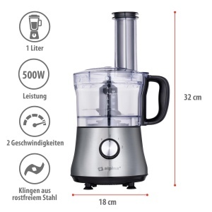Robot de bucatarie Alpina 3-in-1, 1L, 500W, Argintiu - Img 2