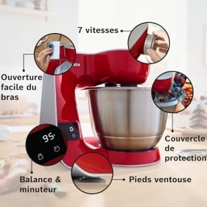 Robot de bucatarie Bosch MUM5X734, 3.9 L, 1000 W, Dark Red - Img 4