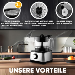 Robot de bucatarie ProfiCook(r) 3 in 1 | Blender, robot de bucatarie si storcator | 1200W | pentru feliat, razuit si framantat | Deschidere de reumplere | Viteza continua | incl. 11 accesorii | PC KM 1063 - Img 6