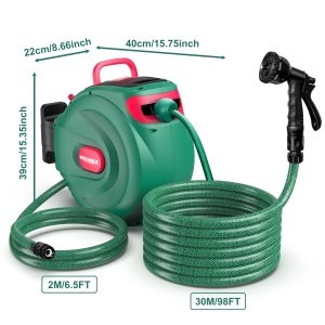 Rola de furtun HYCHIKA 30 m, cu sistem auto-lock, 8 moduri de spray, design compact - Img 7