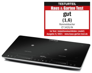 ROMMELSBACHER Placa Dubla Fierbinte CT 3420/IN Inductie - Sticla-ceramica, control tactil, recunoastere oala, 10 niveluri de putere, 10 niveluri de temperatura de la 60-220 degC, temporizator, functie de oprire, 3400 wati - Img 2