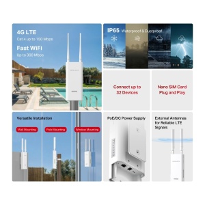 Router 4G LTE Mercusys MB118-4G, Wi-Fi 300 Mbits, IP65, PoEDC - Img 4