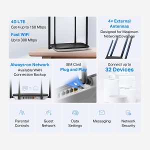 Router 4G Mercusys MB115-4G, viteza 150 Mbits, 4 porturi LAN, Plug and Play - Img 5