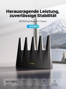 Router Wi-Fi 7 Tenda BE12 Pro - Dualband 7141 Mbits, Quad-Core, 5 Porturi - Img 2