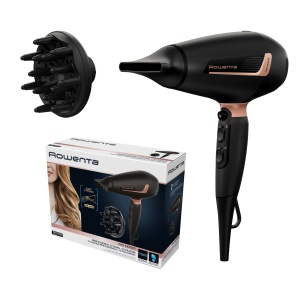 Rowenta Cv8830 Pro Expert, Uscator de par, 2200 W, Generator de ioni, Accesorii de styling, Setari personalizate, Ergonomic, Negru