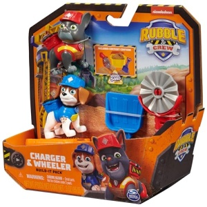 Rubble & Crew - Set de figurine de actiune cu figurine de caine Charger & Wheeler, 2 jucarii de constructie si 85g Kinetic Sand Build-it-Sand, jucarii potrivite pentru copiii de la 3 ani si mai mari - Img 10