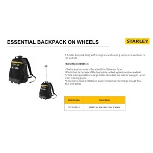 Rucsac de lucru STANLEY STST83307-1 cu roti, maner telescopic, 15kg capacitate - Img 5