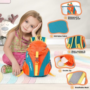Rucsac pentru copii Cozary, rucsac pentru sporturi in aer liber impermeabil de 5 litri potrivit, rucsac confortabil pentru drumetii pentru copii, design respirabil, mini rucsac pentru copii de 1-3 ani, pentru scoala, calatorii, sport, portocaliu - Img 7
