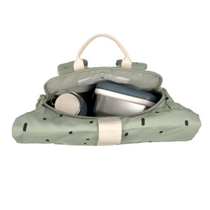Rucsac pentru gradinita LASSIG Rucsac pentru copii Rolltop cu curea de piept hidrofug, 11 litri/Mini Rucsac Rolltop Happy Prints Olive - Img 5