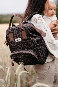 Rucsac pentru schimbat scutece BEABA Wellington, leopard, cu multe compartimente - Img 5