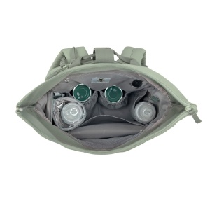 Rucsac pentru scutece pentru bebelusi LASSIG Rucsac pentru scutece Rucsac cu covoras de infasat, atasament pentru carucior, suport pentru sticle produs in mod durabil/GRE Rucsac Rolltop Up verde argintiu - Img 8