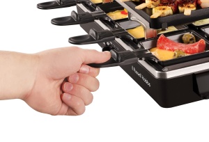 Russell Hobbs Raclette Grill 8 persoane [incl. 8 tigai si spatule din lemn, 2 placi de gratar de masa] Multi-Grill (piatra naturala cu canal de suc, placa reversibila cu acoperire antiaderenta cu nervuri) Negru,26280-56 - Img 3