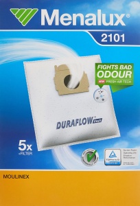 Sac de aspirator Menalux 2101, 5 bucati, Duraflow, alb