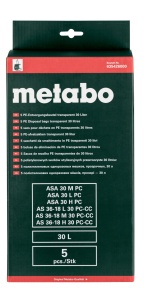 Sac de aspirator Metabo ASA 30 M L PC, capacitate 30L, material PE rezistent - Img 3