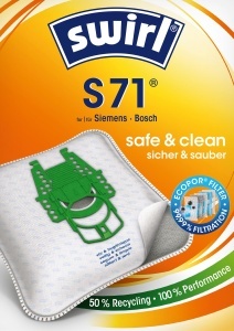Sac de aspirator Swirl S 71 EcoPor, 10 bucati, filtrare 99,99, rezistent
