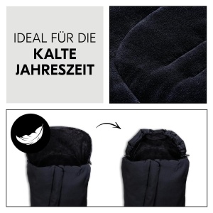 Sac de dormit universal hauck pentru carucioare si biciclete, negru, cu fleece si 2 cai de deschidere - Img 4
