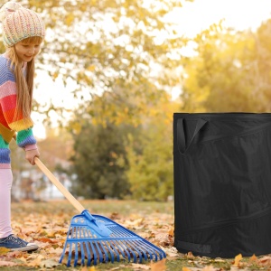 Sac de frunze Relaxdays, set 3 bucati, 85 L, auto-erectabil, negru - Img 2