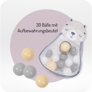 Saltea pentru bebelusi MoMi PASTEL 3-in-1 cu activitati, 5 jucarii si 20 bile - Img 3
