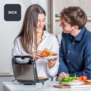 Sandwich Maker BLACKDECKER BXSA753 750W Placi Antiaderente Compact si Usor de Depozitat - Img 5