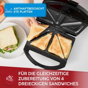 Sandwich Maker MPM MOP-50M 750W, 4 Sandwichuri, Antiaderent, Negru - Img 4