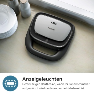 Sandwichmaker Philips 5000-Serie HD235080, 750W, 3 in 1, Negru - Img 6