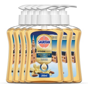 Sapun lichid Sagrotan Winter Limited Edition 6 x 250 ml, cu parfum de vanilie si migdale
