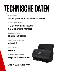 Scanner documente Canon imageFORMULA DR-C340, A4, 40 paginiminut, design compact - Img 6