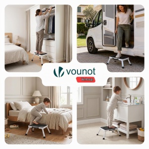 Scara pliabila VOUNOT, 3 trepte, ajustabila pe 3 inaltimi, alb - Img 7