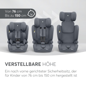 Scaun auto copii KikkaBoo i-PASS 9-36 kg i-Size Gri 13 trepte reglare - Img 9