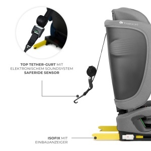 Scaun Auto Kinderkraft FIX2GO, 76-150 cm, cu Isofix, Gri - Img 7