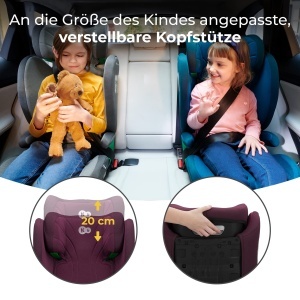 Scaun auto Kinderkraft JUNIOR FIX2 i-Size, 15-36 kg, Isofix, reglabil, culoare burgundy - Img 6