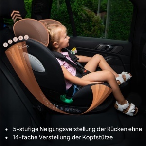 Scaun Auto LIONELO BRAAM i-Size 360 Rotativ pentru Copii 0-36kg, ISOFIX, Ajustabil - Img 8