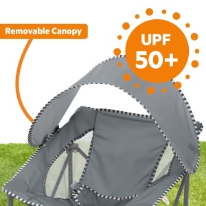 Scaun de calatorie pentru bebelusi Bright Starts Pop N Chill, gri, cu protectie UV 50 - Img 4