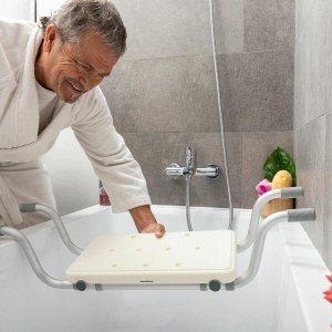 Scaun de dus 2 in 1 InnovaGoodsr scaun de dus antiderapant scaun de dus extensibil in 2 pozitii scaun de dus pentru varstnici maner fix scaun de dus M - Img 7