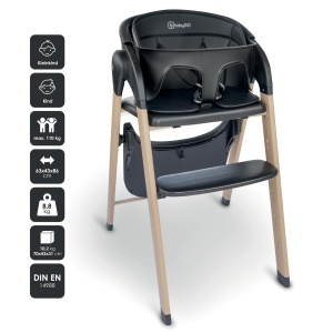 Scaun de masa babyGO Levels Newborn, ajustabil, pliabil, negru - Img 3