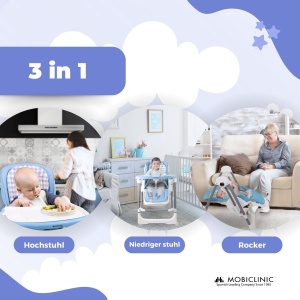 Scaun de masa copii Mobiclinic Nala 2 in 1 cu functie de balansoar pliabil 6-36 luni - Img 4