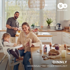 Scaun de masa Kinderkraft DINNLY, pliabil, pentru copii de la 6 luni, gri deschis - Img 2