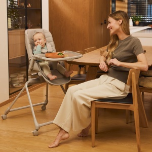 Scaun de masa Lionelo Maddie 3-in-1 cu functie de rotire 360, bej - Img 6