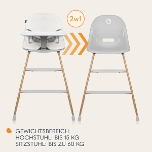 Scaun de masa multifunctional Lionelo Dalia 2-in-1 6-36 luni pana la 60 kg cu centura de siguranta si tavita detasabila - Img 3
