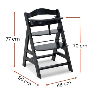 Scaun de masa pentru copii Hauck Alpha Black lemn de fag reglabil pana la 90 kg - Img 3