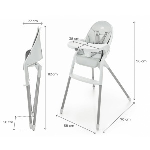 Scaun de masa pentru copii Kinderkraft DINNLY, 6 luni, culoare gri deschis - Img 10