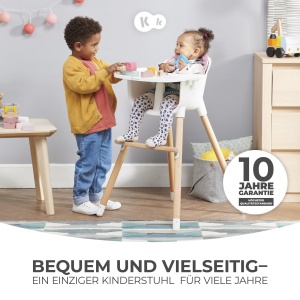 Scaun inalt Kinderkraft SIENNA 2 in 1, scaun inalt, scaun pentru copii, scaun combi, picioare din lemn, ham in 5 puncte, suport pentru picioare, tava detasabila, capace antiderapante pentru picioare, de la 6 luni la 4 ani, gri - Img 2