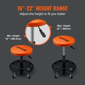 Scaun mecanic VEVOR ajustabil 1134 kg negru-portocaliu cu suport pentru unelte - Img 3
