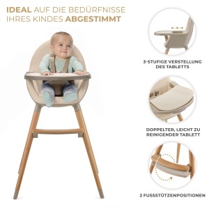Scaun multifunctional copii Kinderkraft FINI2 2 in 1 lemn de fag bej - Img 4