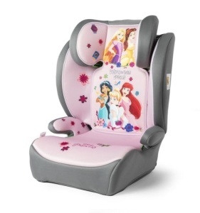 Scaun pentru copii Disney Princess pentru siguranta fetelor cu o inaltime de 100 pana la 150 cm cu grafica Belle, Rapunzel, Jasmine, Ariel si Cenusareasa pe fundal roz