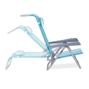 Scaun pliabil Relaxdays, 8 pozitii, cu perna pentru gat, albastruwhite - Img 8