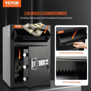 Seif cu fanta VEVOR SS-515, capacitate 2,5 L, cu cod electronic si 2 chei de urgenta - Img 2